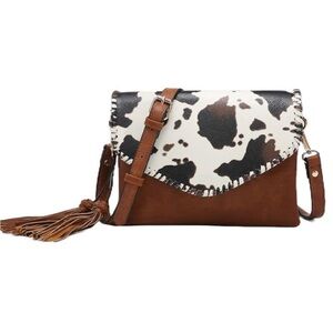 Elegant Cowhide Pattern Crossbody Bag